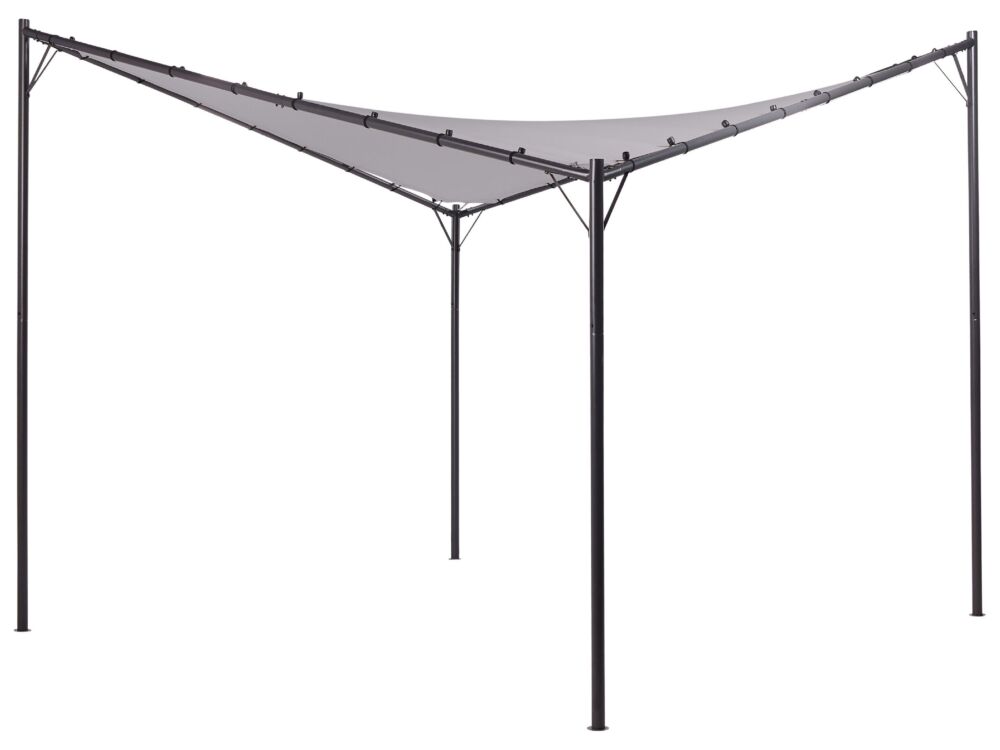 Pergola Grey Polyester Steel 300 X 300 Cm Fabric Shade Metal Frame Garden Pavilion Beliani