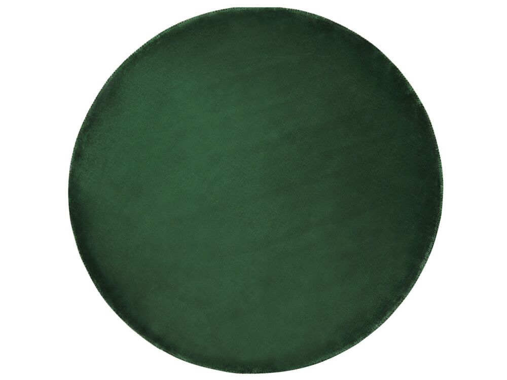 Rug Emerald Green Viscose Round 140 Cm Hand Tufted Low Pile Modern Beliani