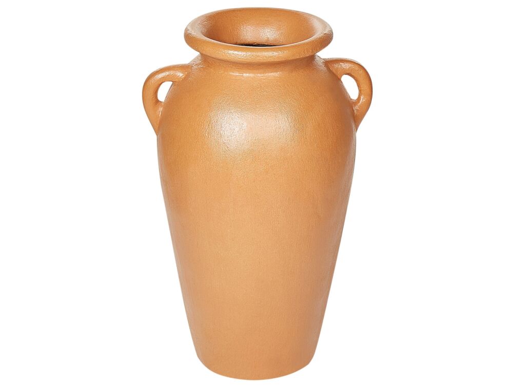 Decorative Vase Orange Terracotta Painted Vintage Look Amphora Shape Beliani