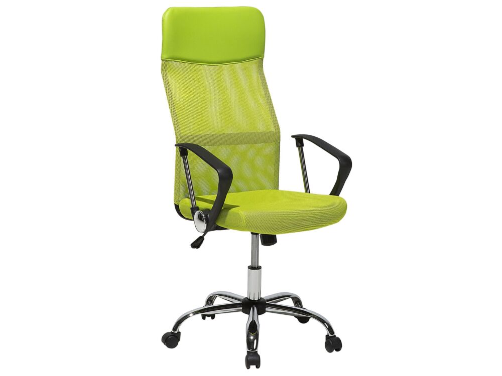 Executive Office Chair Green Mesh And Faux Leather Gas Lift Height Adjustable Full Swivel And Tilt Beliani