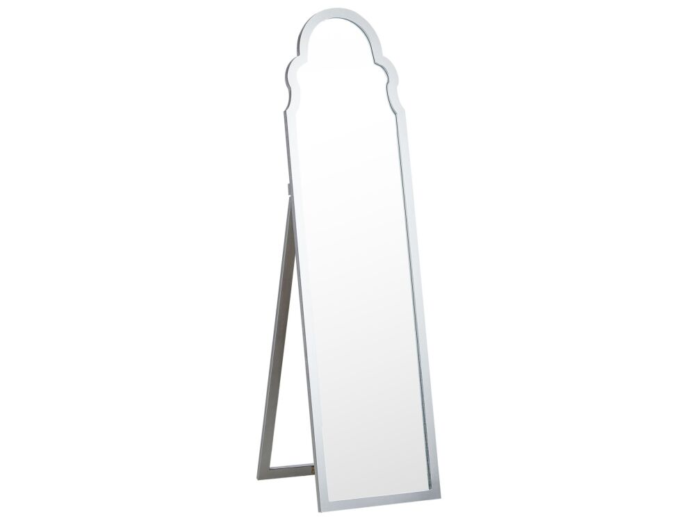 Standing Mirror Silver Mdf Glass 40 X 150 Cm With Stand Decorative Frame Modern Design Beliani