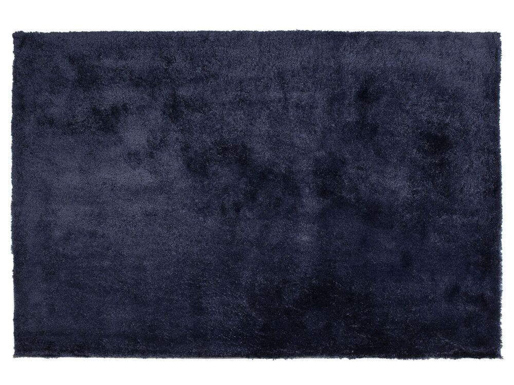 Shaggy Area Rug Blue Cotton Polyester Blend 160 X 230 Cm Fluffy Dense Pile Beliani