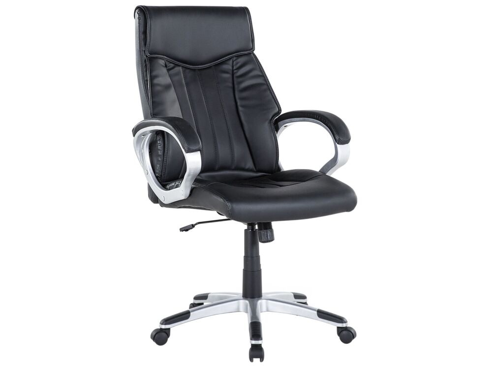 Executive Pu Leather Chair Black Height Adjustable Beliani