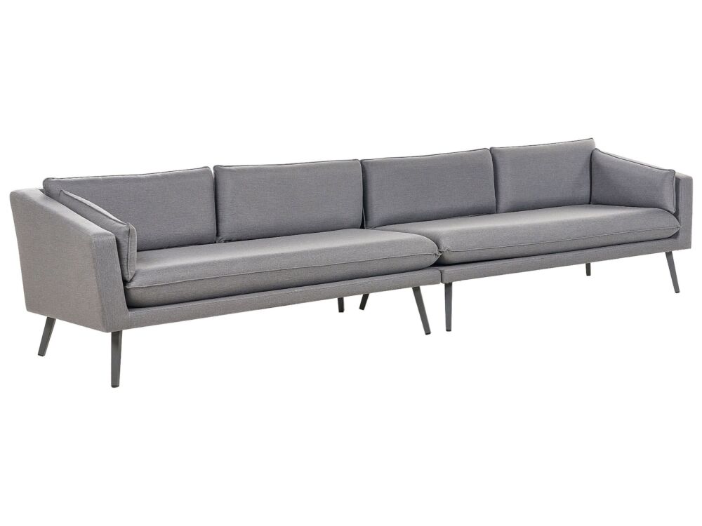 Outdoor Sofa Grey Polyester Upholstery 4 Seater Garden Couch Uv Water Resistant Modern Design Living Room Beliani