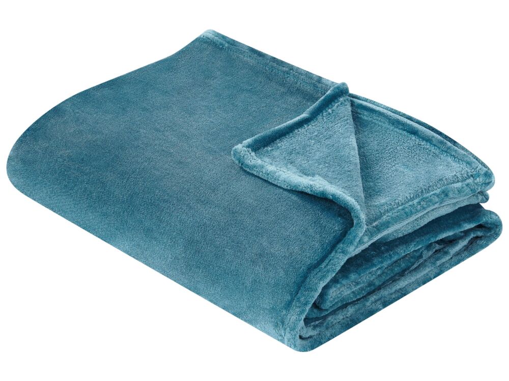 Blanket Blue Polyester 200 X 220 Cm Soft Pile Bed Throw Cover Home Accessory Modern Design Beliani