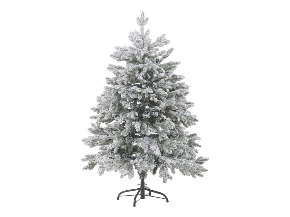 Artificial Christmas Tree White Pvc Metal Base 120 Cm Snowed Scandinavian Style Beliani