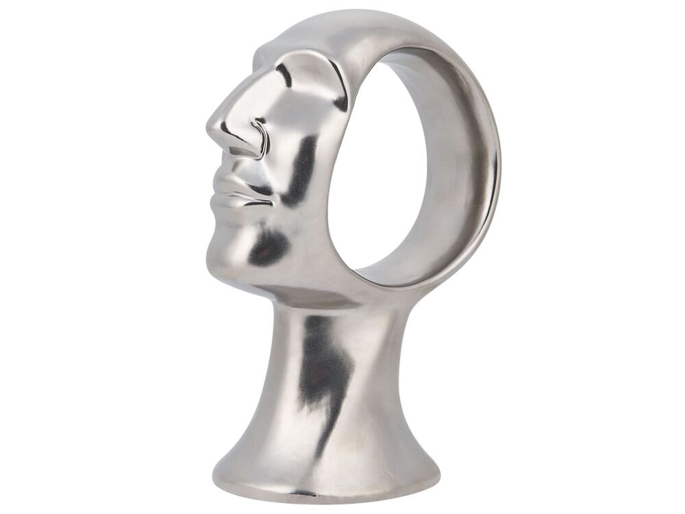 Decorative Figurine Silver Ceramic Head Statuette Glamour Style Decor Accessories Beliani