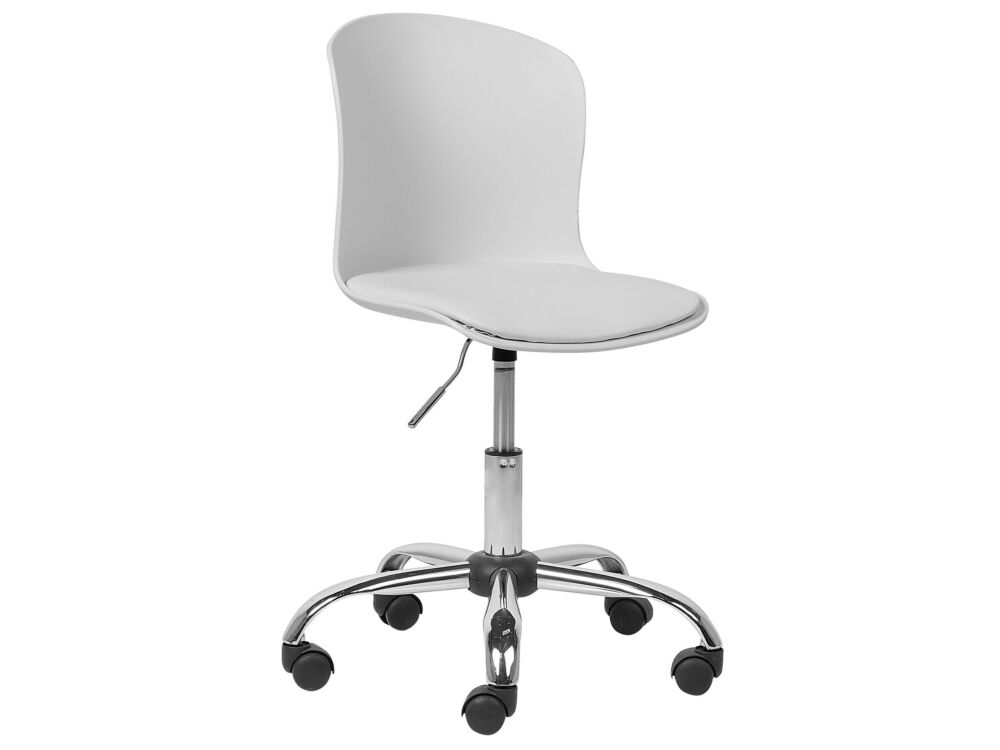 Executive Faux Leather Chair White Swivel Height Adjustable Beliani