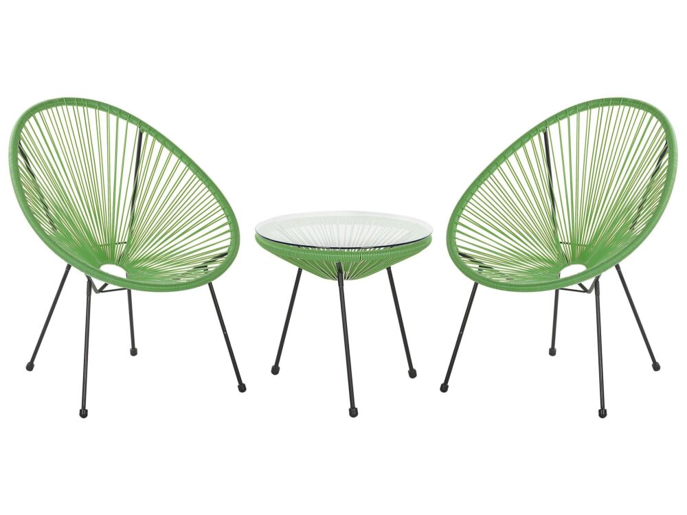 Bistro Set Green Pe Rattan 3 Piece 2 Seater Modern Beliani