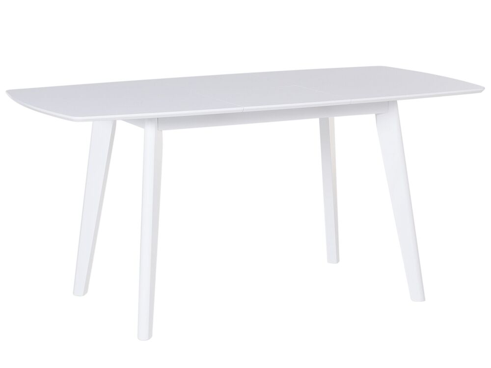 Dining Table White Wooden Legs 120 - 160 X 80 Cm Rectangular Scandinavian Style Beliani