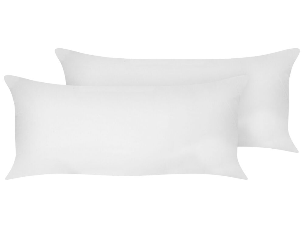 2 Bed Pillows White Lyocell Japara Cotton Rectangular 40 X 80 Cm Polyester Filling High Profile Sleeping Cushion Bedroom Beliani