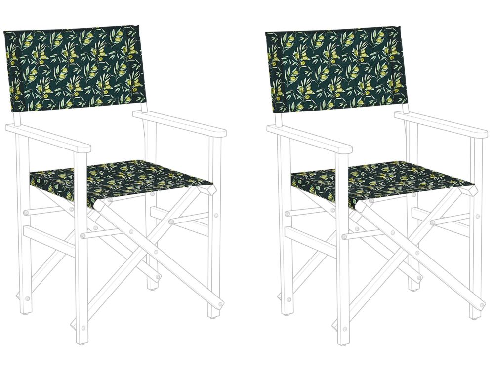 Set Of 2 Garden Chairs Replacement Fabrics Polyester Multicolour Olives Pattern Sling Backrest And Seat Beliani