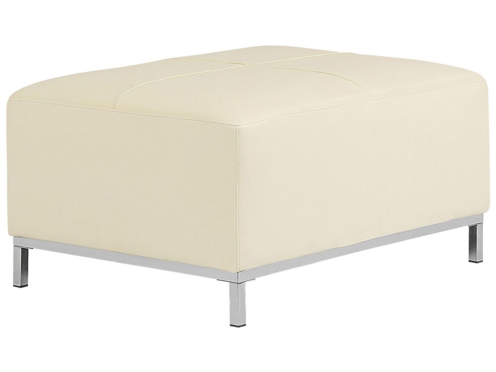 Ottoman Beige Genuine Leather Upholstered Footstool Rectangular Minimalistic Modern Beliani