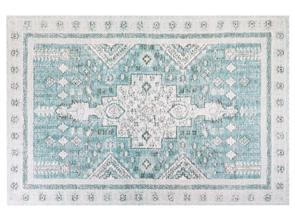 Area Rug Mint Green Cotton Polyester 200 X 300 Cm Oriental Pattern Distressed Vintage Home Decor Beliani
