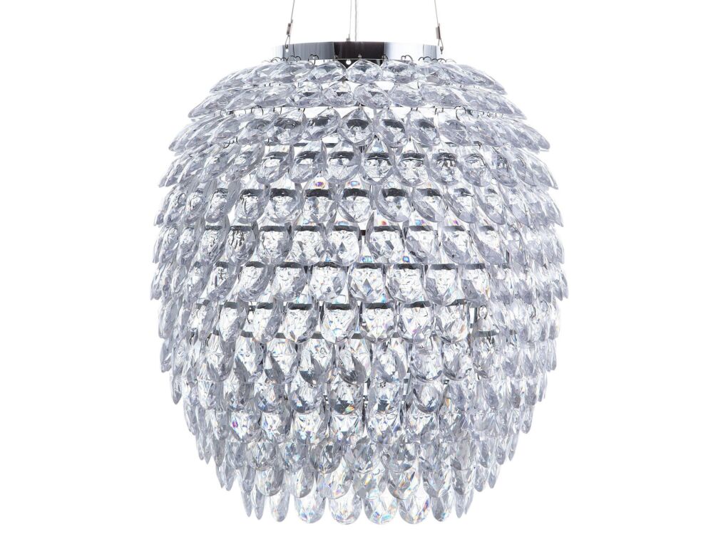 Ceiling Lamp Silver Crystal 110 Cm Pendant Ambient Light Glam Beliani