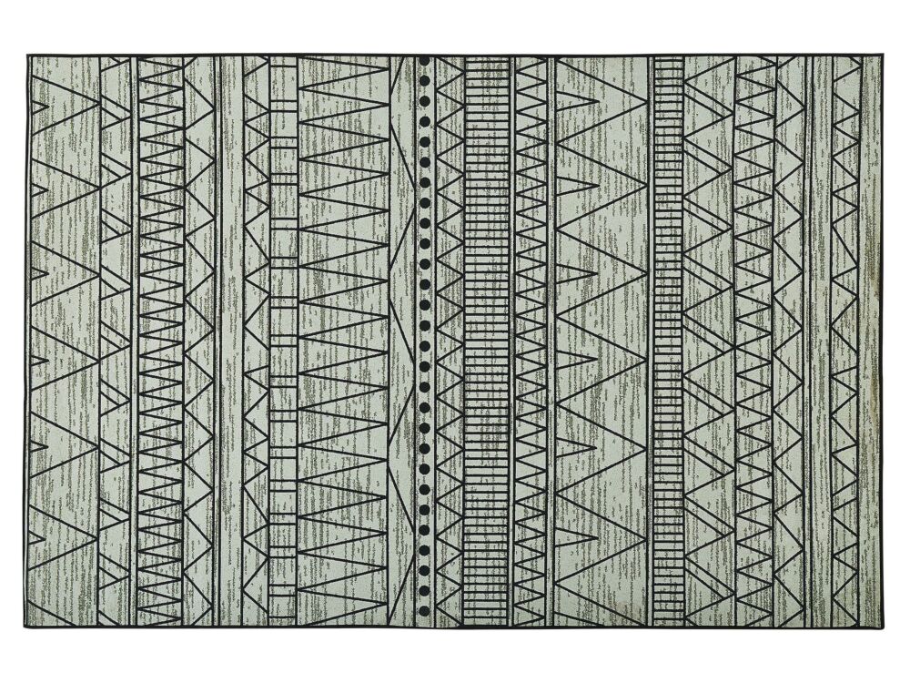 Rug Black And Grey Polyester 160 X 230 Cm Low Pile Geometric Pattern Beliani