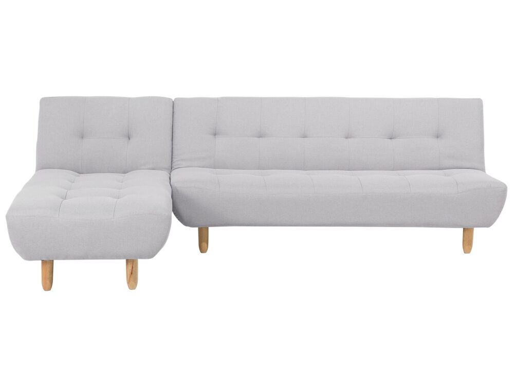 Corner Sofa Light Grey Fabric Upholstery Light Wood Legs Right Hand Chaise Longue 3 Seater Beliani