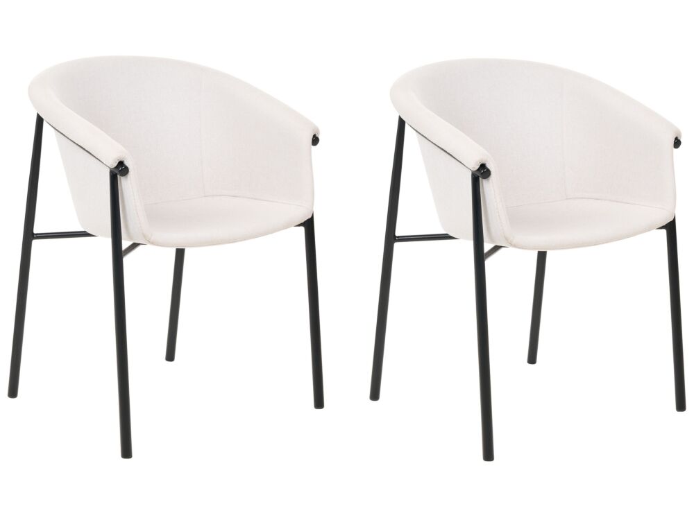 Set Of 2 Dining Chairs Beige Fabric Upholster Contemporary Modern Design Dining Room Seating Beliani