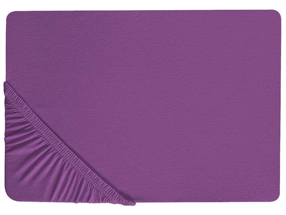 Fitted Sheet Purple Cotton 90 X 200 Cm Elastic Edging Solid Pattern Classic Style For Bedroom Beliani