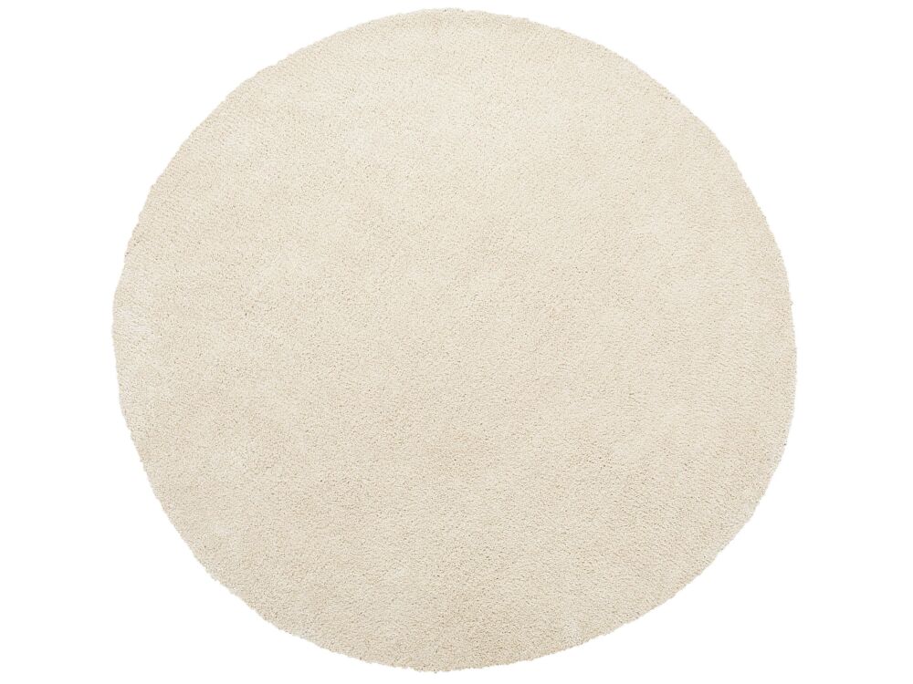 Shaggy Area Rug Beige 140 Cm Modern High-pile Machine-tufted Round Carpet Beliani