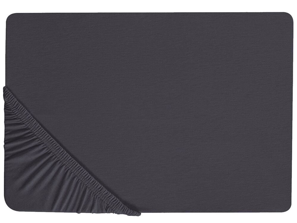 Fitted Sheet Black Cotton 90 X 200 Cm Solid Pattern Classic Elastic Edging Bedroom Beliani