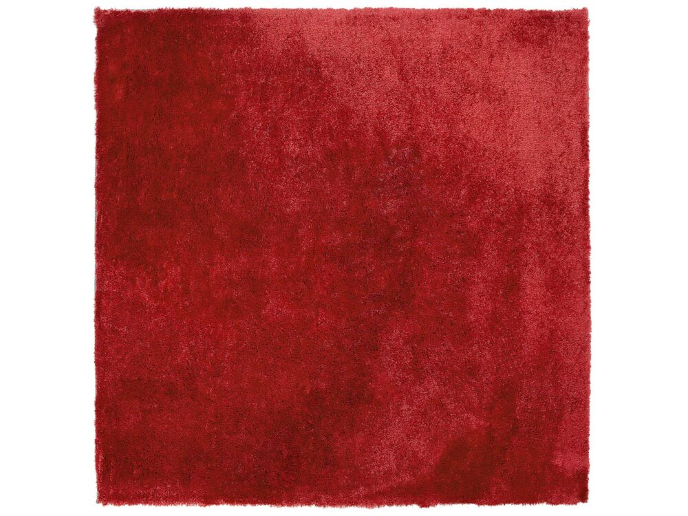 Shaggy Area Rug Red Cotton Polyester Blend 200 X 200 Cm Fluffy Dense Pile Beliani