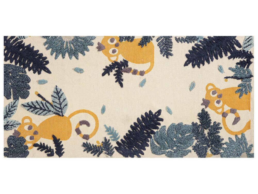 Kids Area Rug Multicolour 80 X 150 Cm Cotton Animal Natural Pattern Handwoven Floor Playmat Beliani