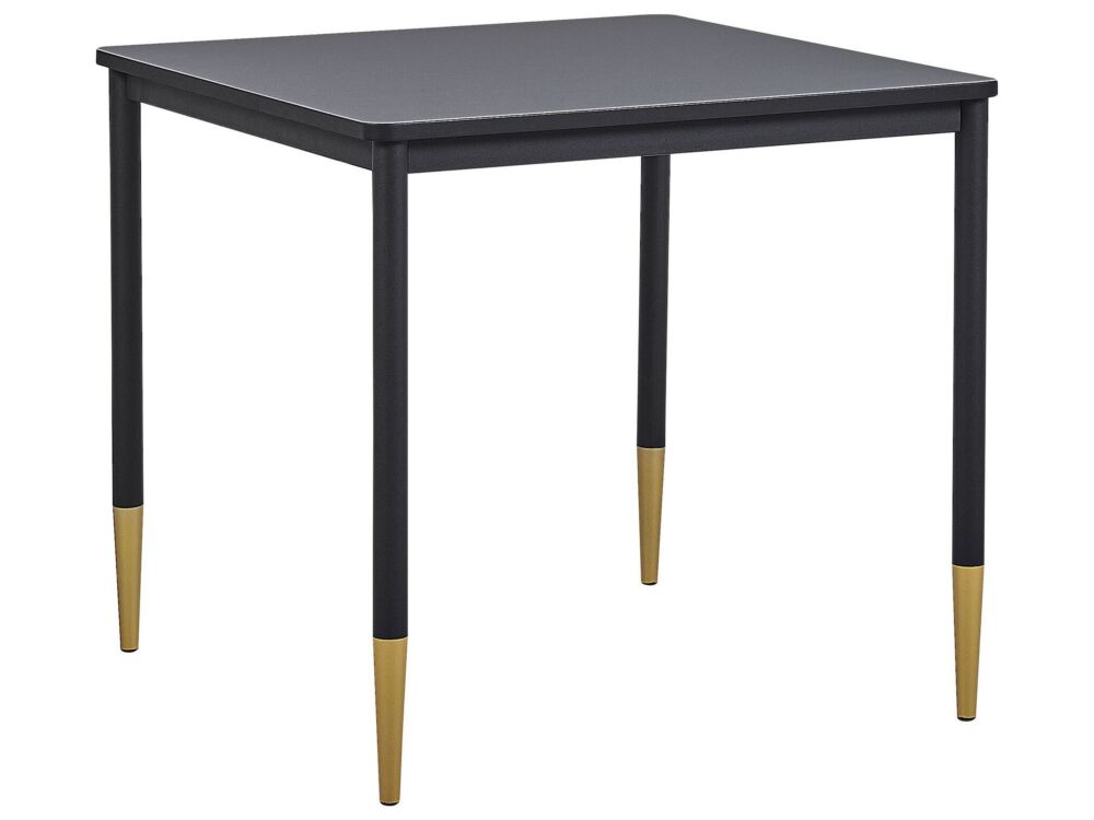 Dining Table Black Mdf Tabletop 80 X 80 Cm Square Kitchen Table With Metal Legs Glamour Style Beliani