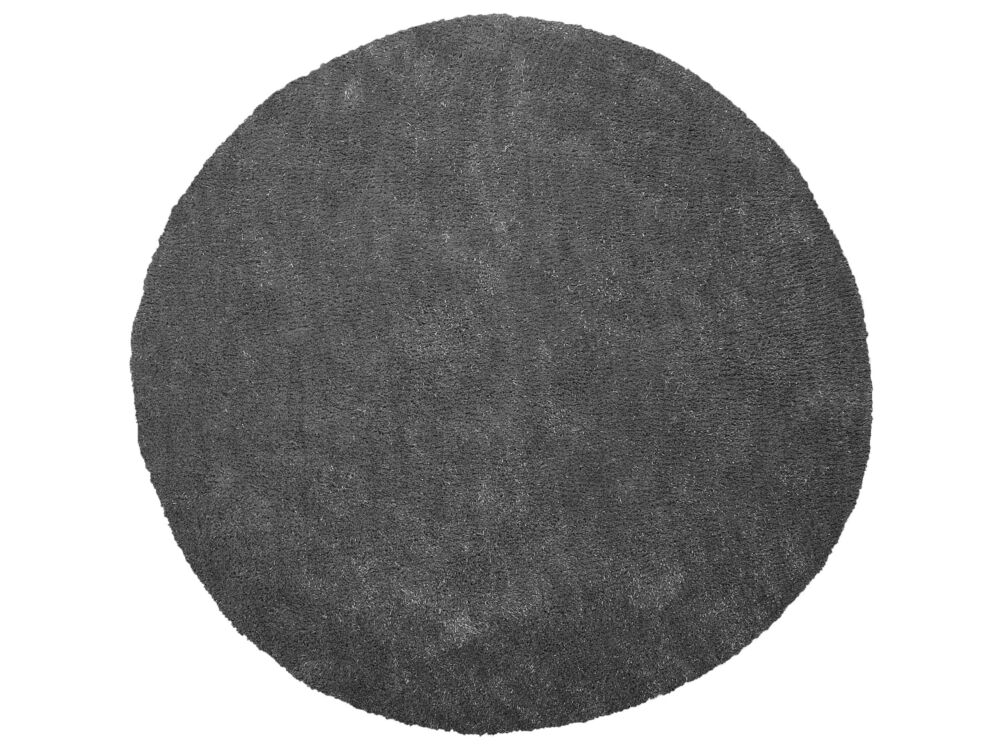 Shaggy Area Rug Dark Grey 140 Cm Modern High-pile Machine-tufted Round Carpet Beliani