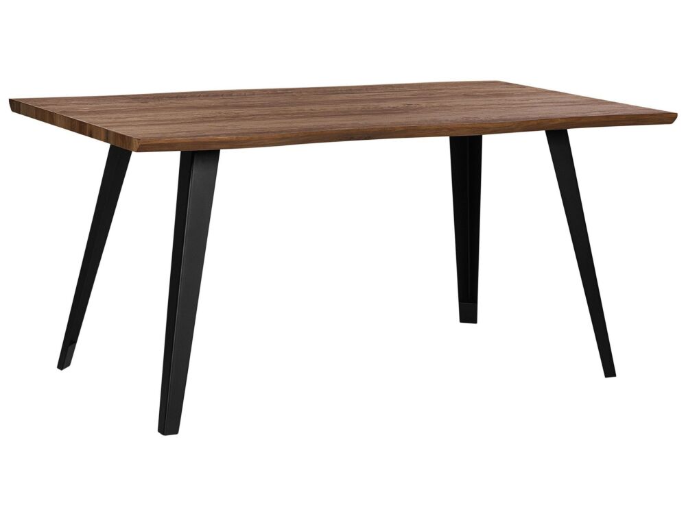 Dining Table Dark Wood 160 X 90 Cm Black Metal Legs Kitchen Beliani