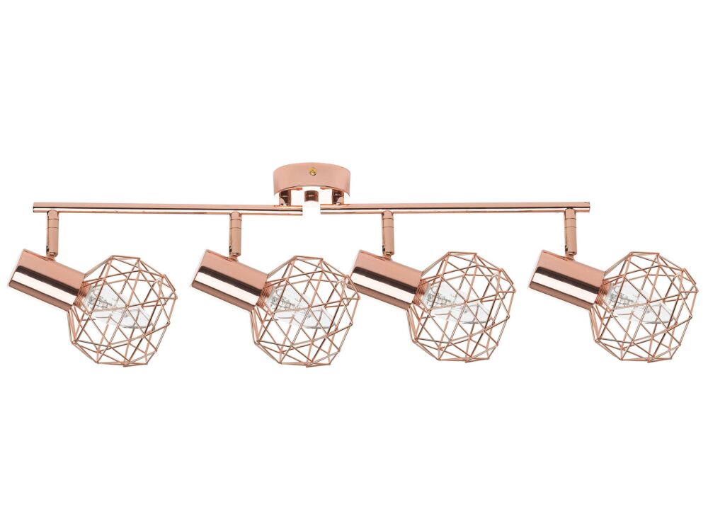 Ceiling Lamp Copper Metal 4 Light Cage Shades Adjustable Arms Modern Beliani