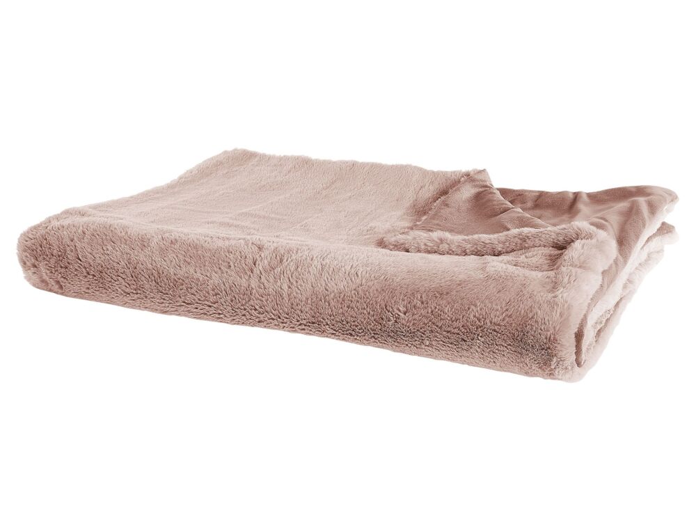 Blanket Pink Polyester Fabric 150 X 200 Cm Living Room Throw Fluffy Decoration Modern Design Beliani