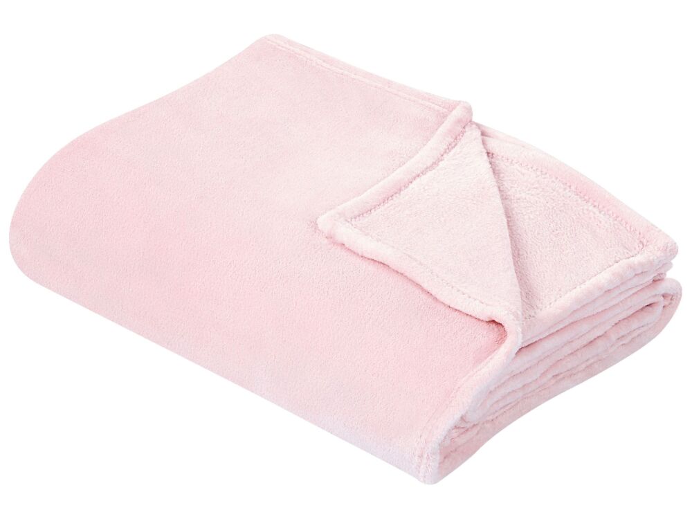 Blanket Pink Polyester 150 X 200 Cm Soft Pile Bed Throw Cover Home Accessory Modern Design Beliani