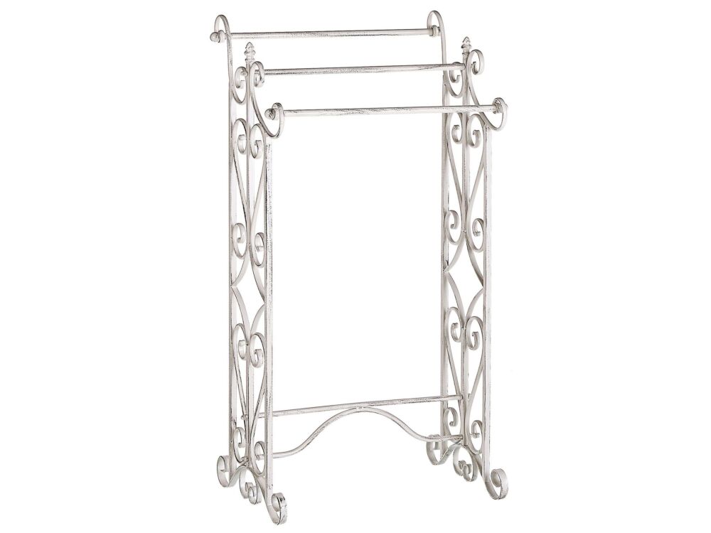 Towel Stand White Purposefully Distressed Old Looking Freestanding Rack Bathroom Vintage Classical Beliani