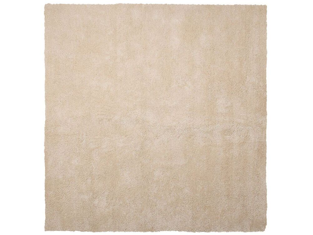 Shaggy Area Rug Beige 200 X 200 Cm Modern High-pile Machine-tufted Square Carpet Beliani