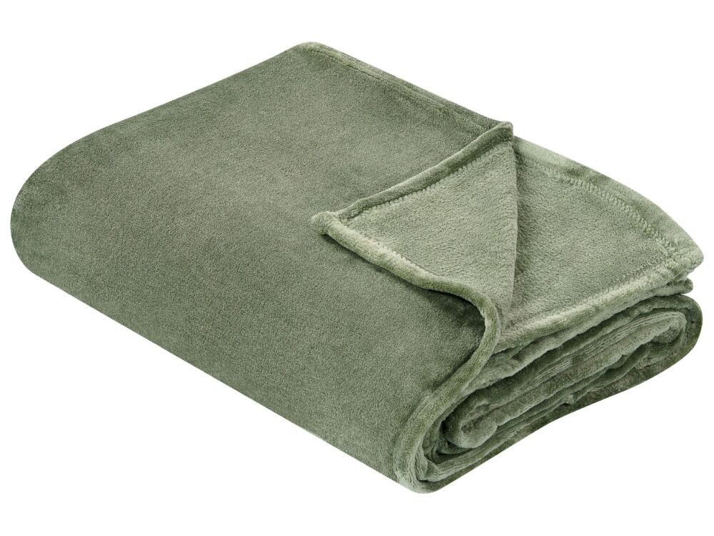 Blanket Green Polyester 150 X 200 Cm Soft Pile Bed Throw Cover Home Accessory Modern Design Beliani