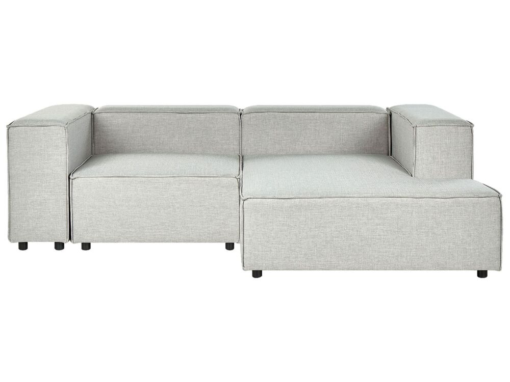 Modular Left Hand Sofa Grey Linen 2 Seater Sectional Corner Sofa With Black Legs Modern Living Room Beliani