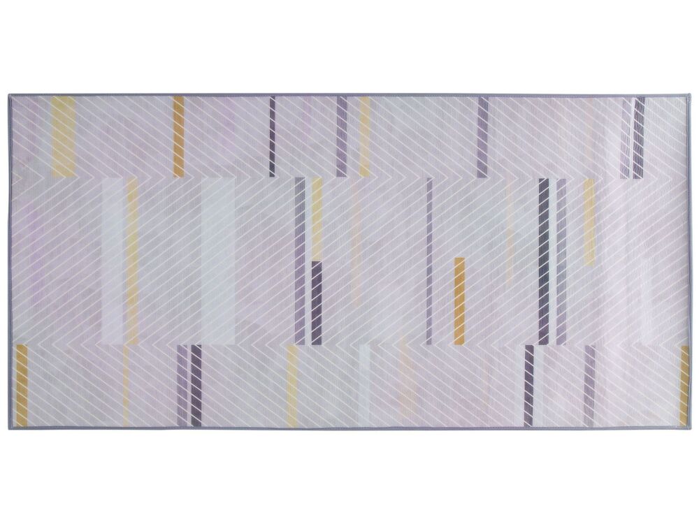 Rug Grey Polyester 80 X 150 Cm Low Pile Modern Abstract Pattern Beliani