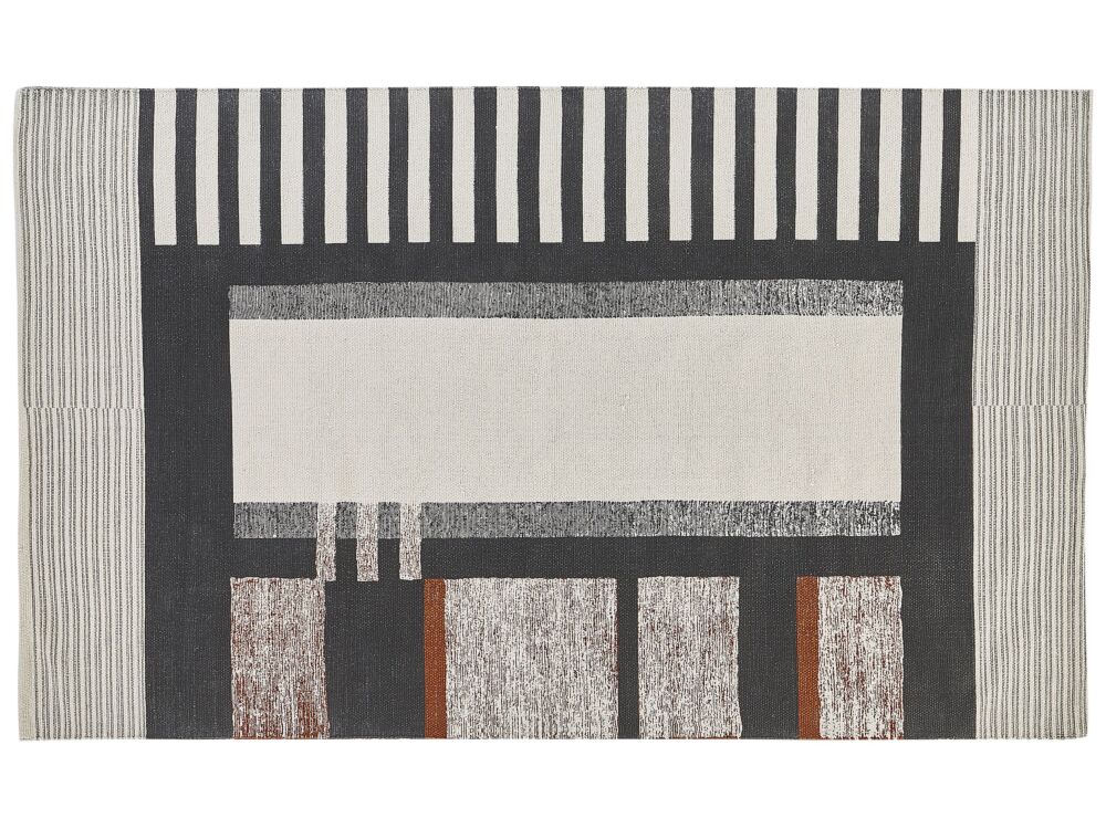 Area Rug Multicolour Cotton 140 X 200 Cm Scandinavian Printed Pattern Handwoven Rectangular Living Room Beliani