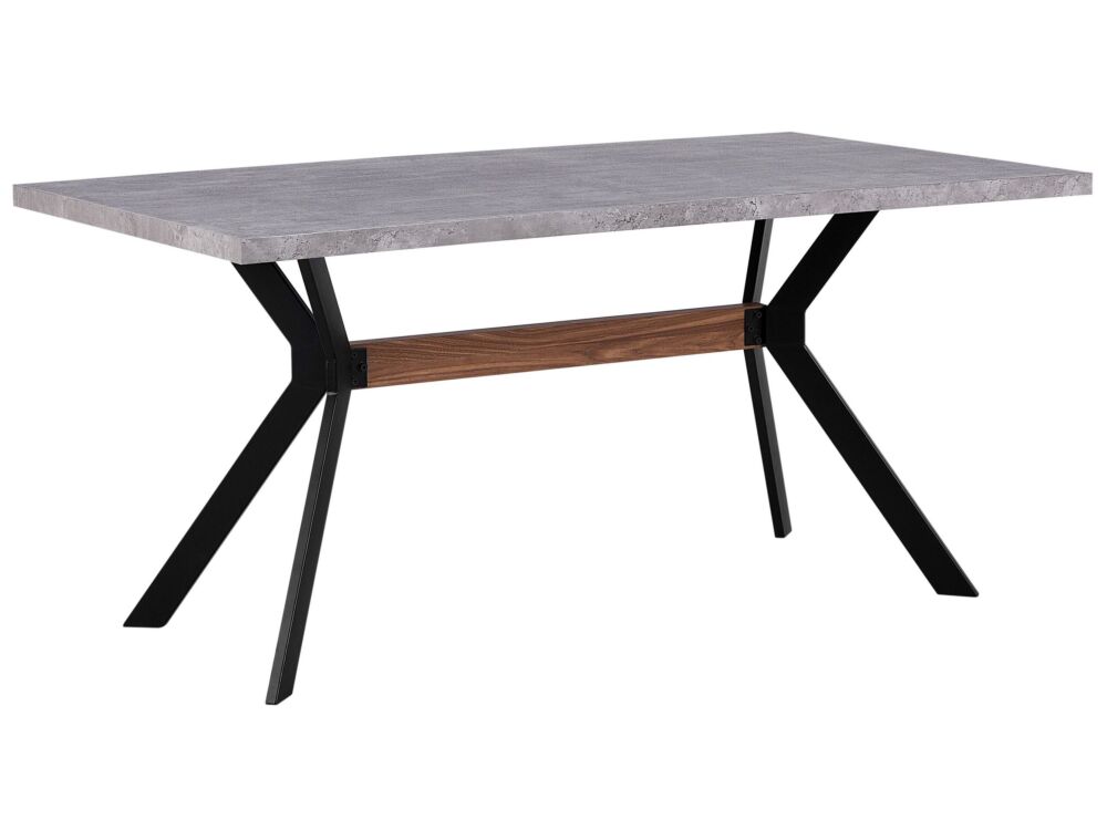 Dining Table Concrete Effect 160 X 90 Cm Black Metal Legs Industrial Kitchen Beliani