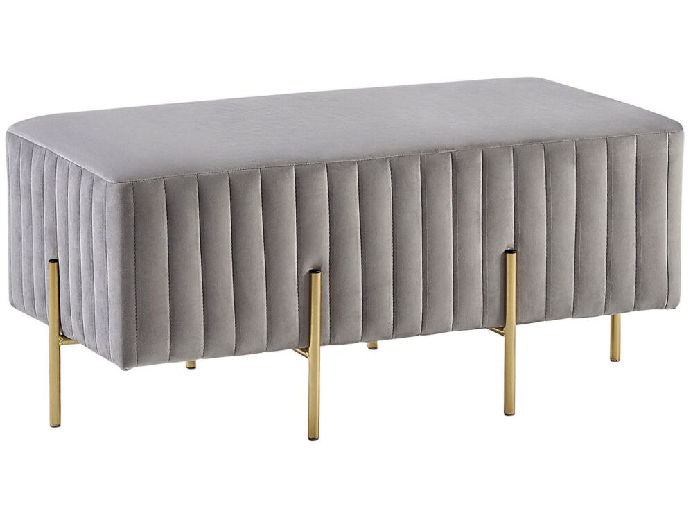 Bench Grey Velvet Upholstered Gold Metal Legs 93 Cm Glamour Living Room Bedroom Hallway Beliani