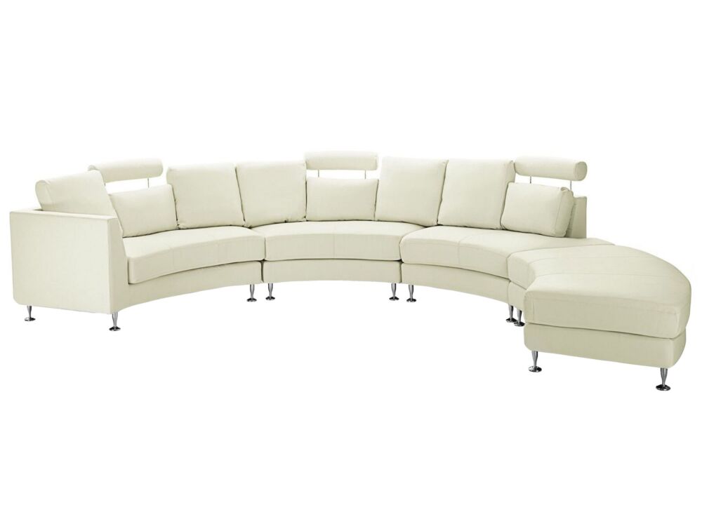 Curved Sofa Beige Faux Leather Modular 7-seater Adjustable Headrests Modern Beliani