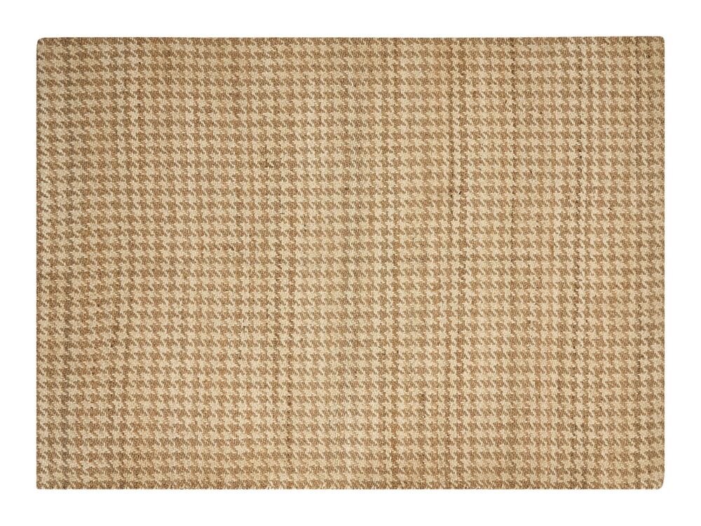 Area Rug Beige Jute 160 X 230 Cm Houndstooth Pattern Hand Woven Boho Living Room Bedroom Beliani