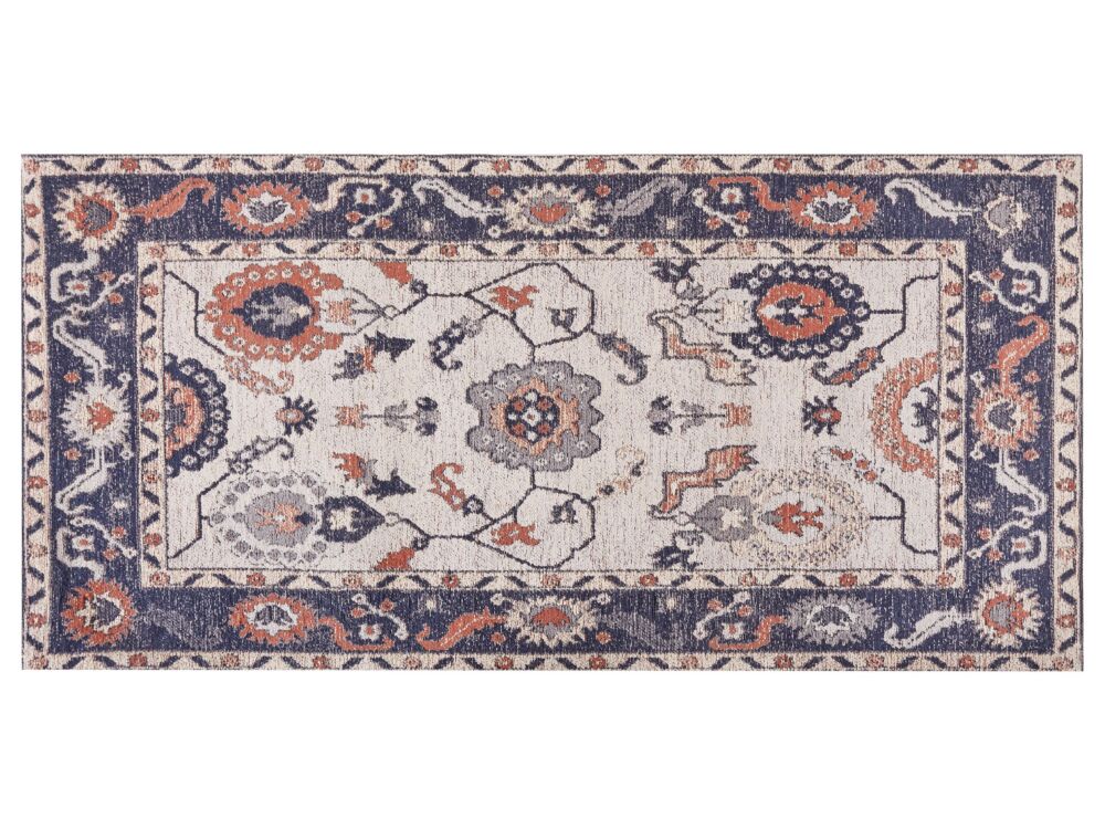 Area Rug Multicolour Cotton Polyester 80 X 150 Cm Oriental Pattern Distressed Vintage Home Decor Beliani