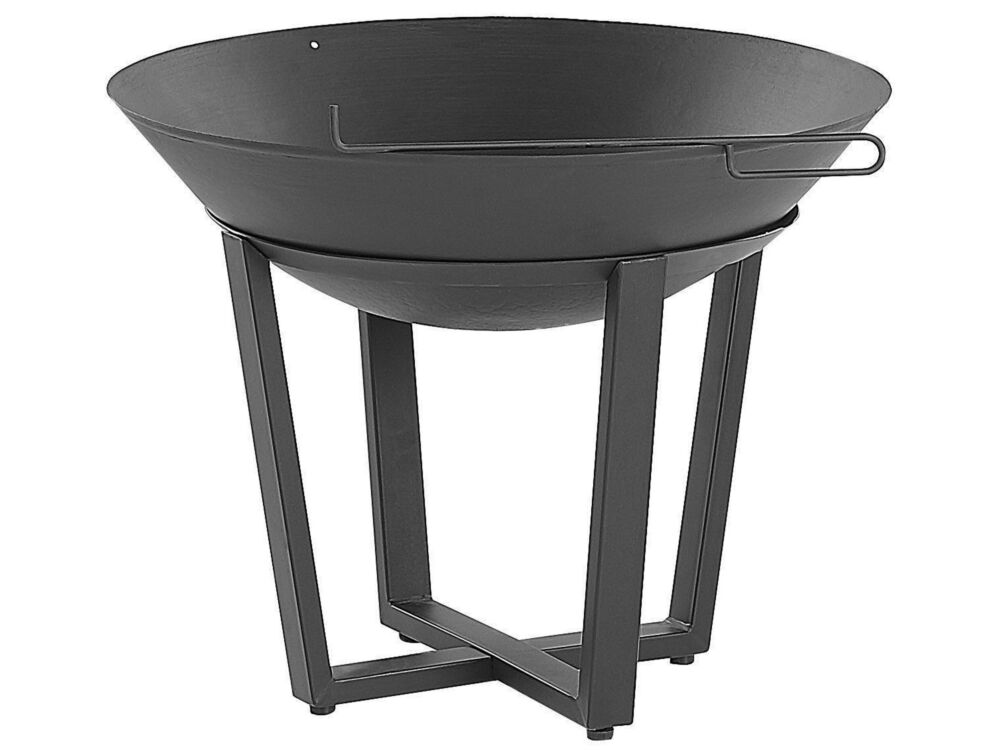 Fire Pit Heater Black Steel Low Round Outdoor Metal Charcoal Fire Pit Beliani