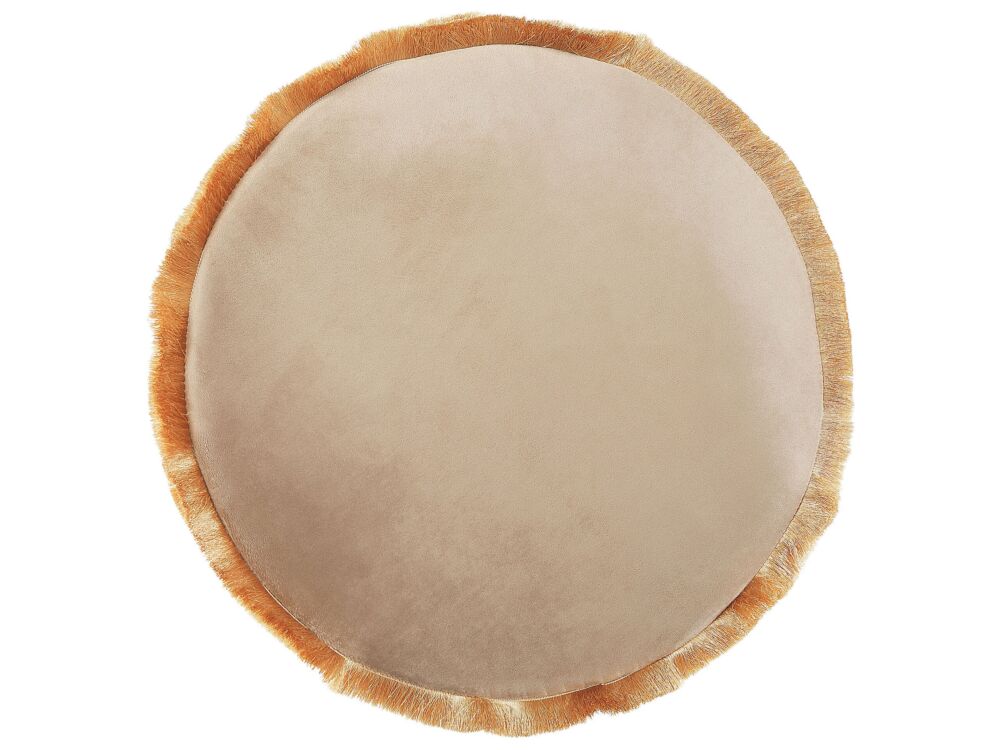 Seat Cushions Beige Velvet Cover 40 Cm Round Decorative Pillow Seat Pad Living Room Decor Beliani