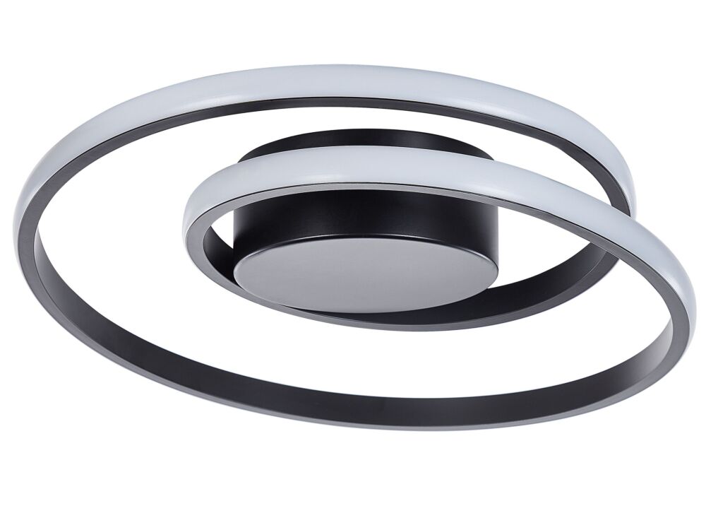 Ceiling Lamp Black Aluminium Iron Integrated Led Lights Round Shape Rings Decorative Modern Glamour Lighting Beliani