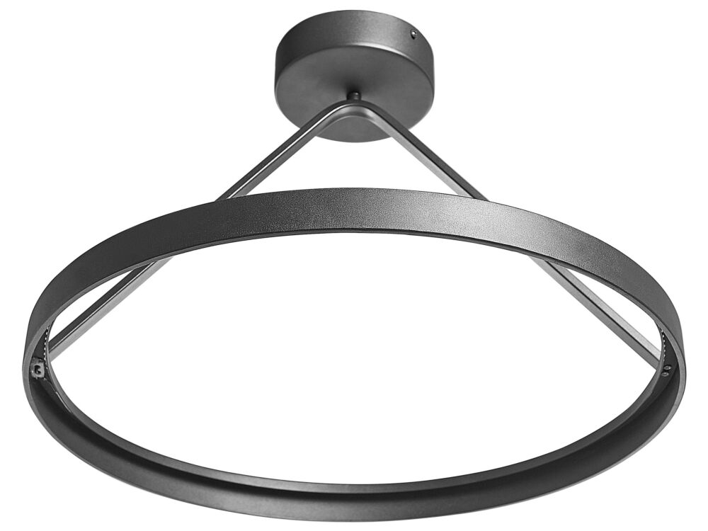 Pendant Led Lamp Black Metal Steel Integrated Led Lights Rings Round Shape Hanging Modern Lighting Beliani