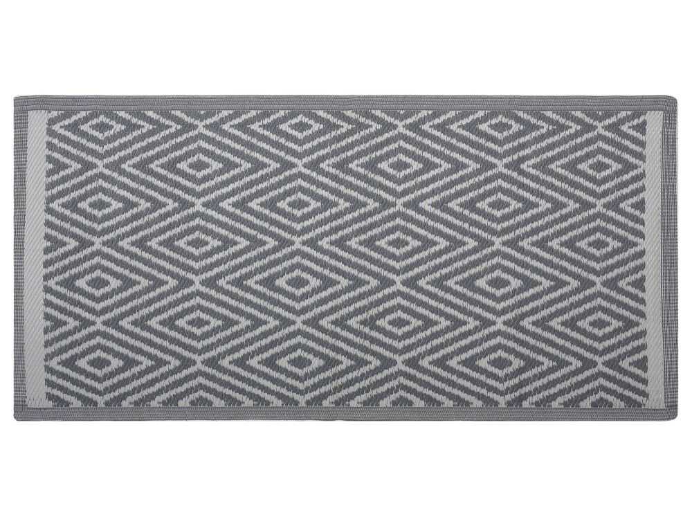 Outdoor Indoor Rug Grey Pp 90 X 150 Cm Geometric Pattern Beliani