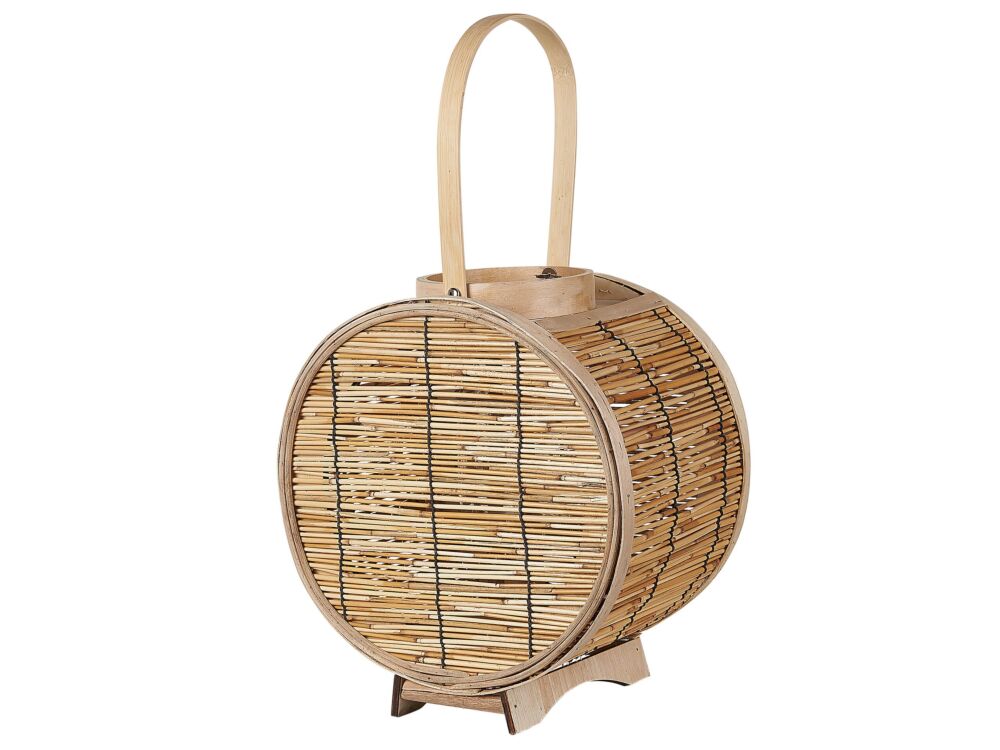 Lantern Natural Rattan 30 Cm With Glass Candle Holder Boho Style Accessory Decoration Indoor Beliani